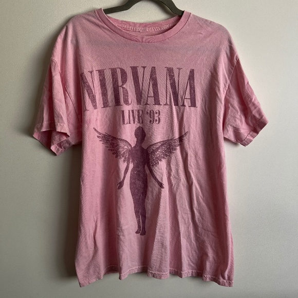 NIRVANA Tops - Nirvana In Utero Live ‘93 Pink Grunge Band T-Shirt Size Large